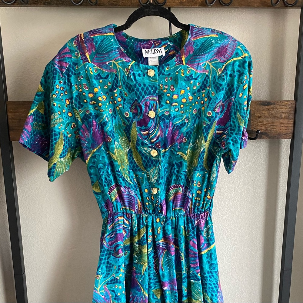 Short Sleeve Patterned Buttoned Dress